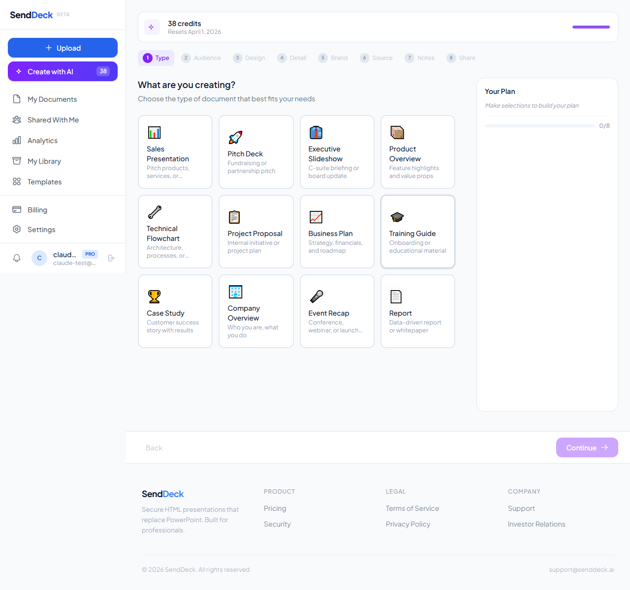 SendDeck AI wizard building a presentation in minutes