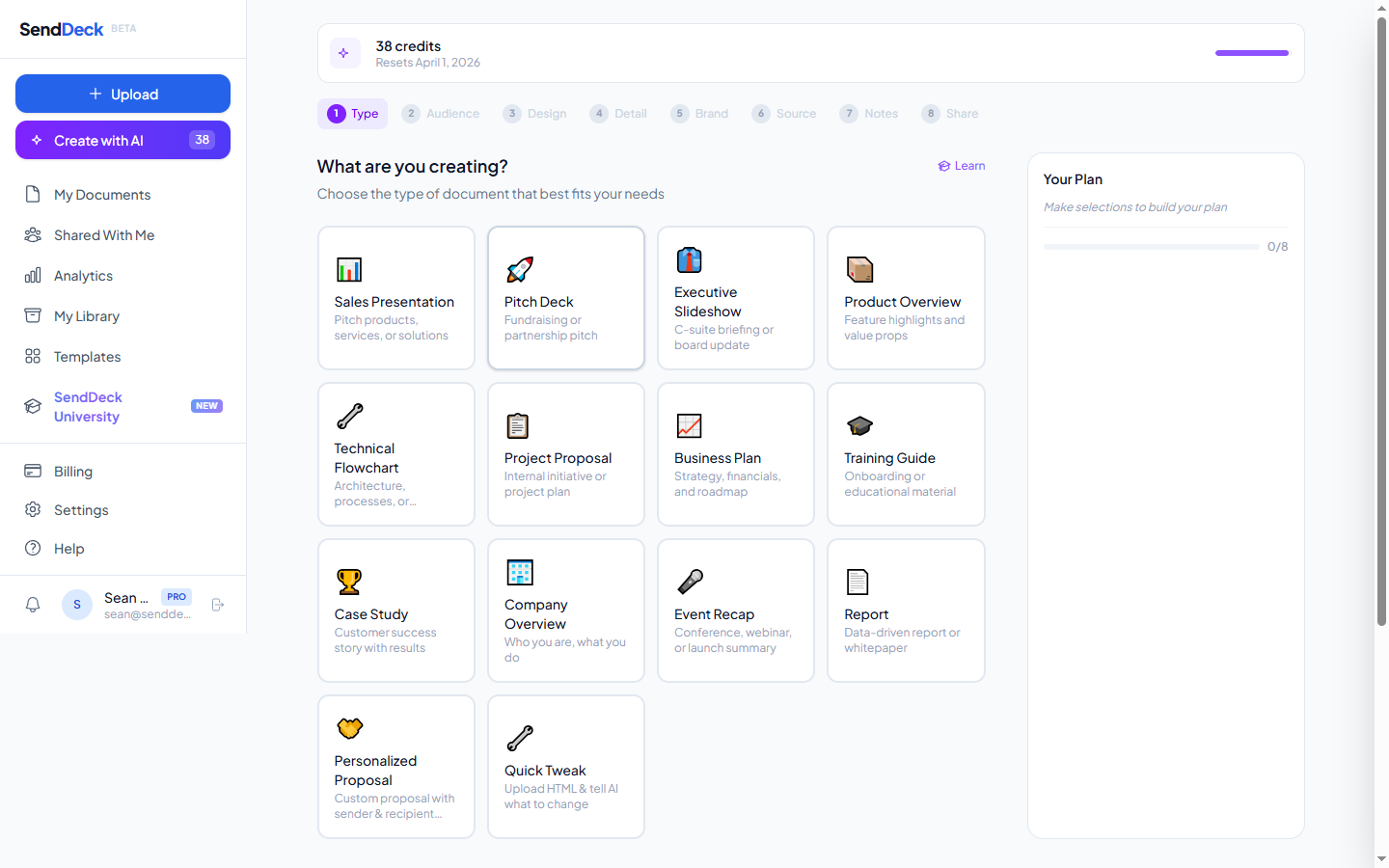 SendDeck AI turning meeting notes into an executive presentation