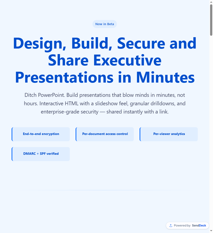 SendDeck interactive HTML document in its viewer
